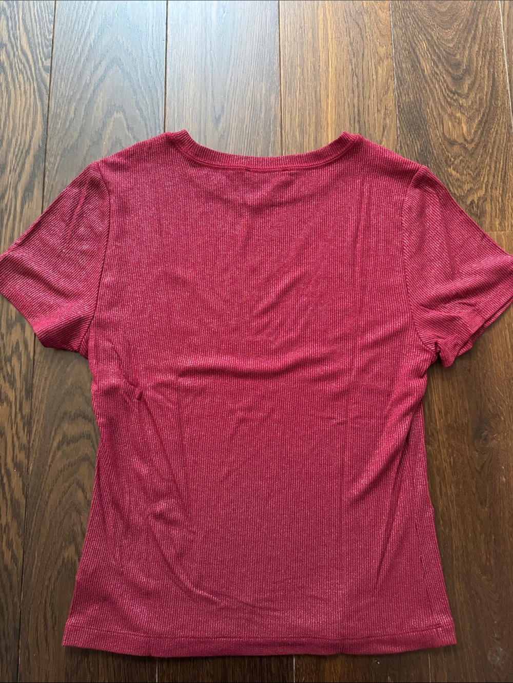 PAIGE Short Sleeve Ribbed Tee - Raspberry - Picture 8 of 8